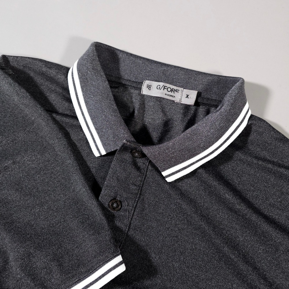 G/FORE Polo Shirt Mens XL Gray Tipped Collar Performance Golf Short Sleeve‎